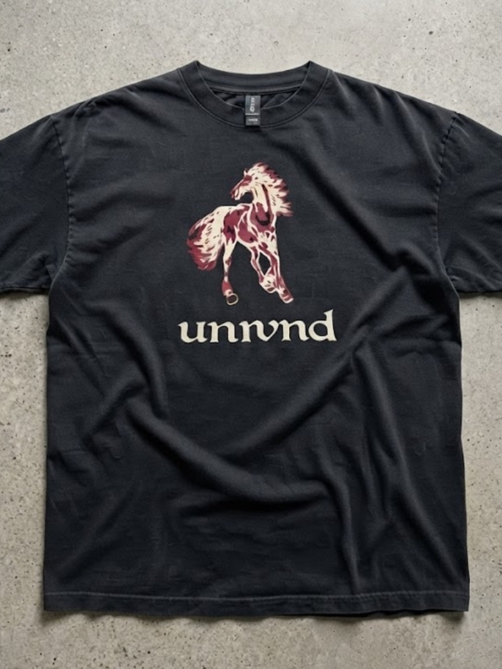 Unnvnd Horse Running Animal Vintage Washed Black T-Shirt